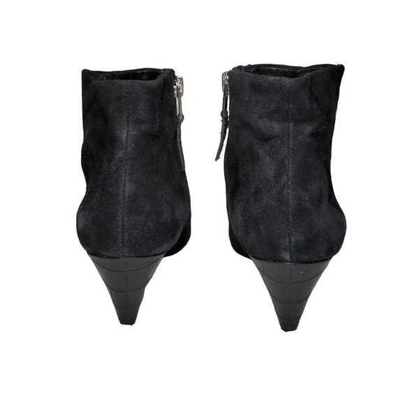 Sam Edelman Lucy Booties Suede Leather Moc-Croc Cone Heel Point-Toe - Picture 7 of 9